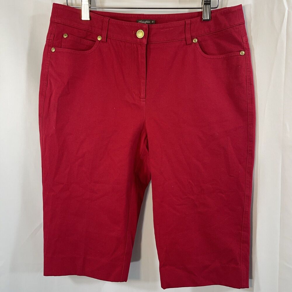 J. McLaughlin Womens 10 Red Bermuda 23” Long Shorts Preppy Granny Core EUC